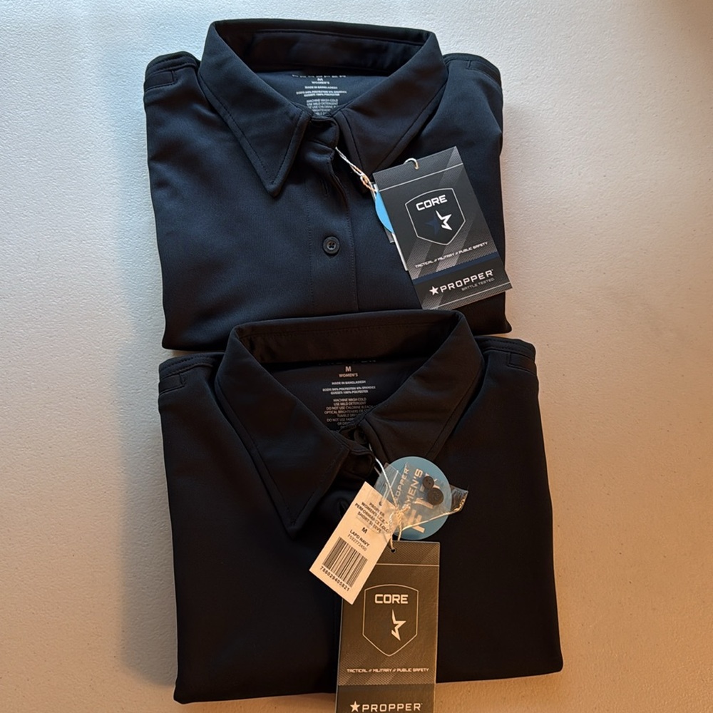 PROPPER Lot of 2 Women's Raglan Short Sleeve Utility Polo Black Size Medium